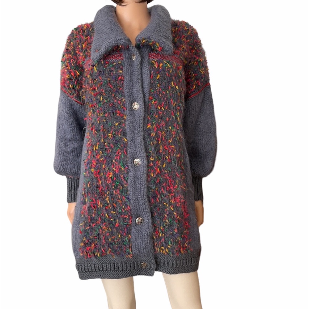 Vintage Knit Together Mohair Long Cardigan Sweater